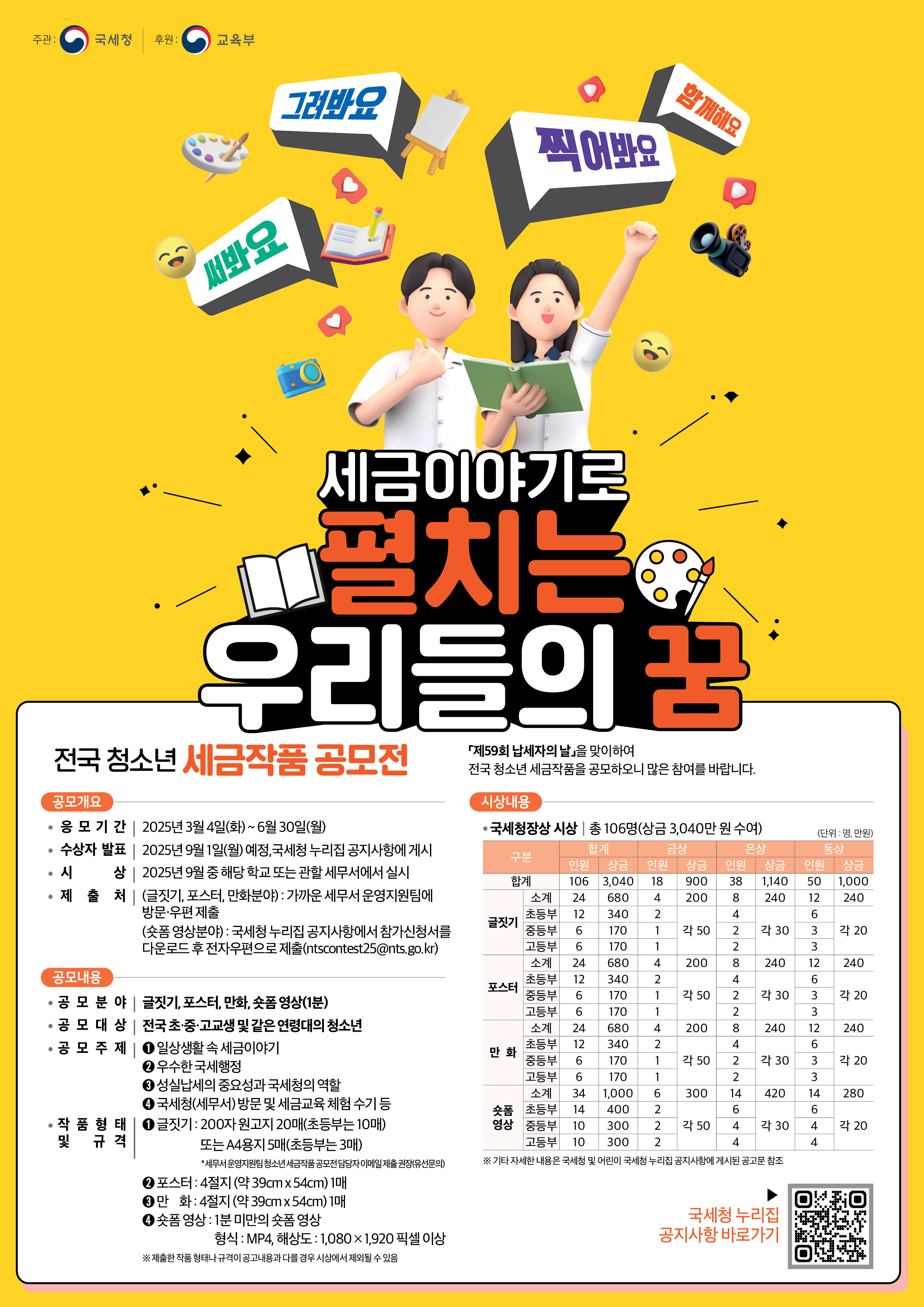 2025년 국세청 청소년 세금작품 공모전 포스터.jpg