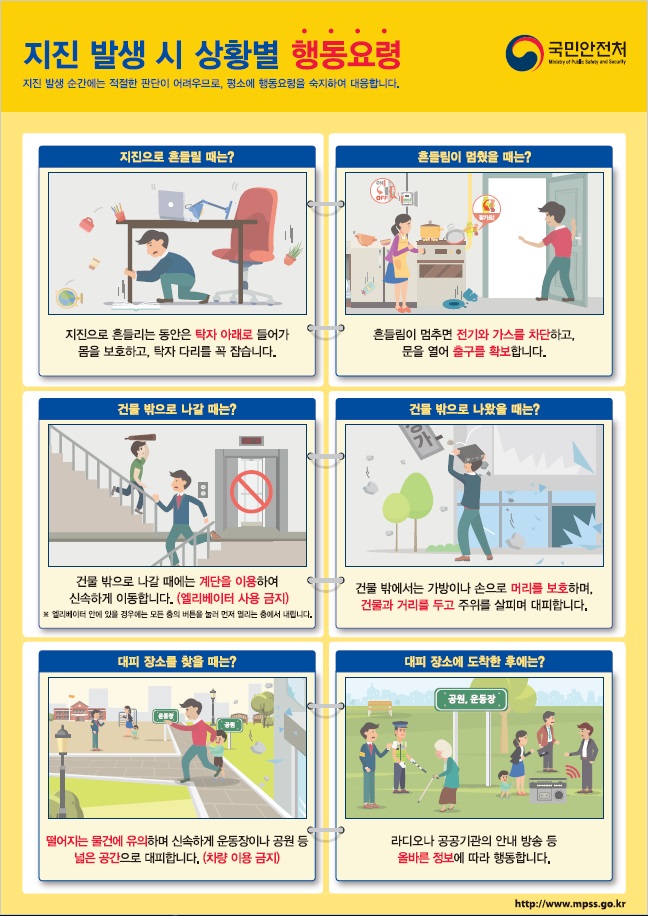 지진 발생 시 상황별 행동요령